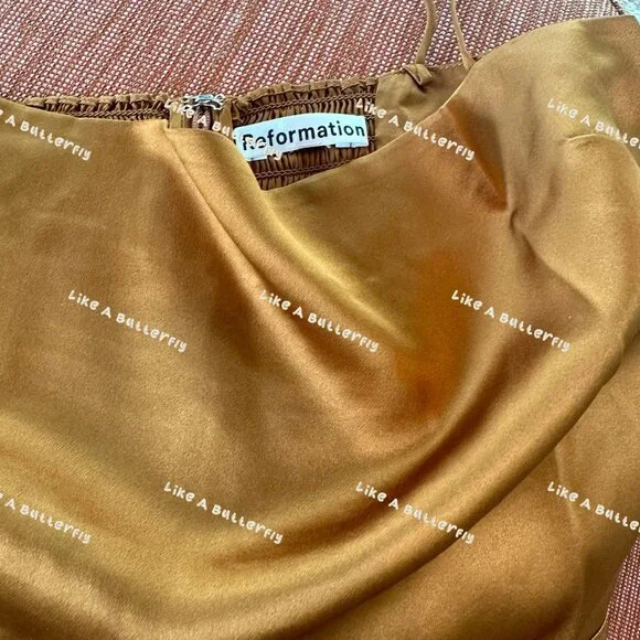 Reformation Frankie Silk Dress in Copper - Picture 8 of 13